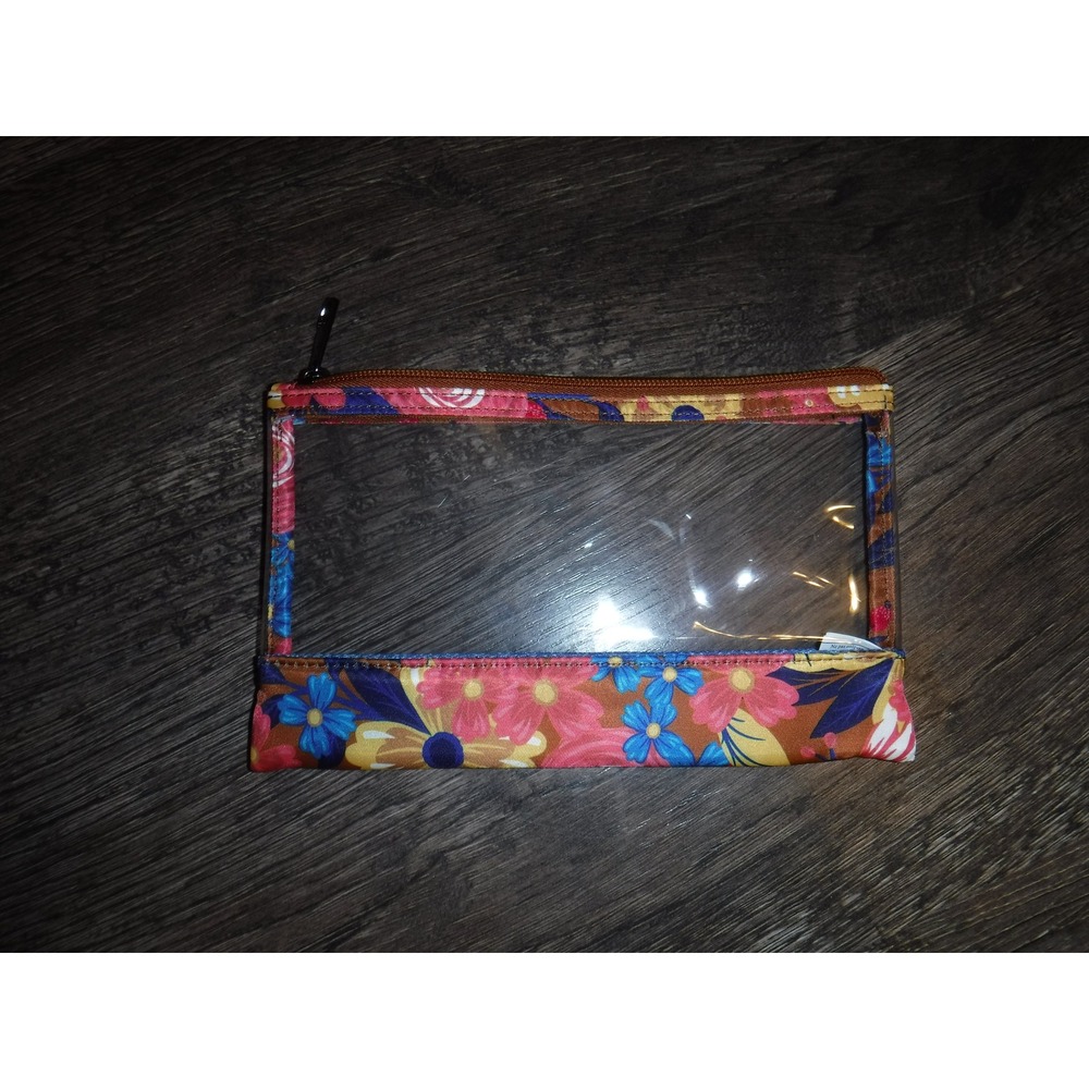 Lug Clear Floral Makeup Cosmetic Travel Pouch Bag Zipper Closure - Picture 2 of 7